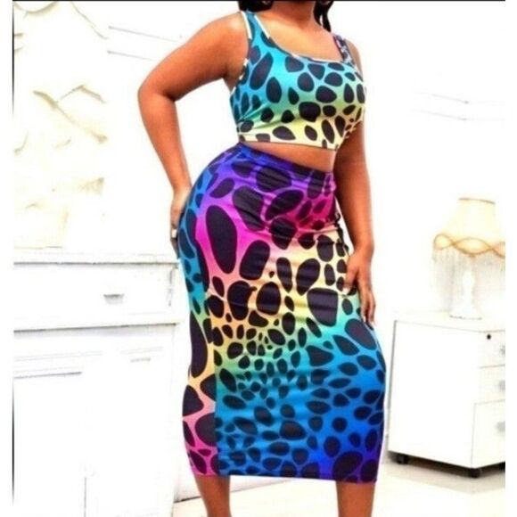 plus size polka-dot color block 2pc set sz 1X - Picture 3 of 6